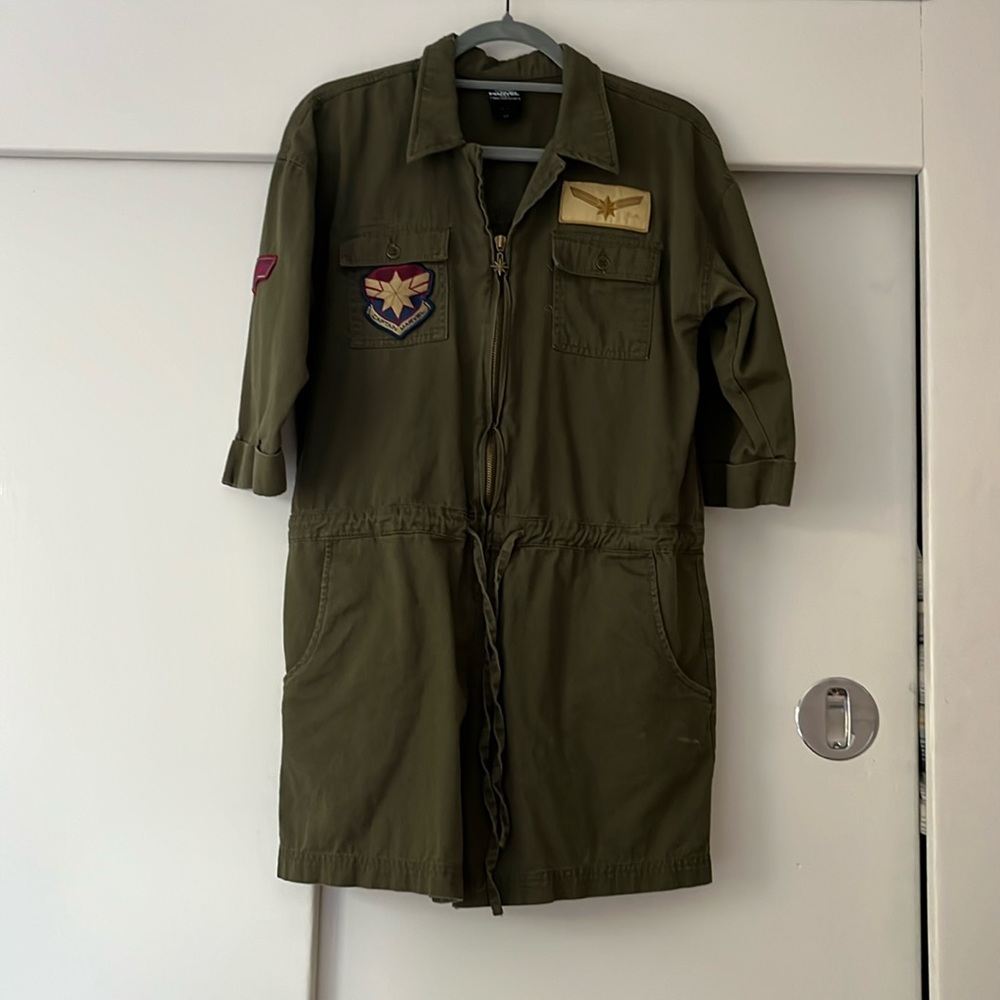 Captain marvel romper with patch details